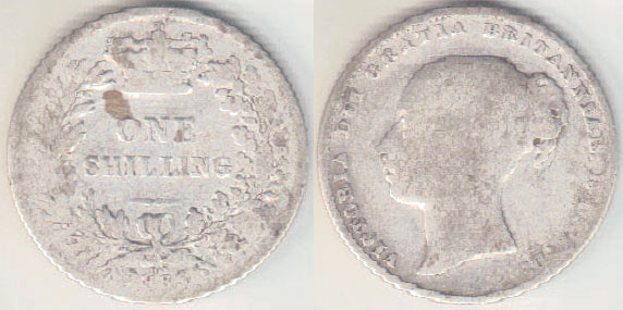 1865 Great Britain silver Shilling (die 109) A003698